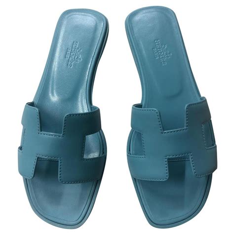 blue Hermes oran sandals